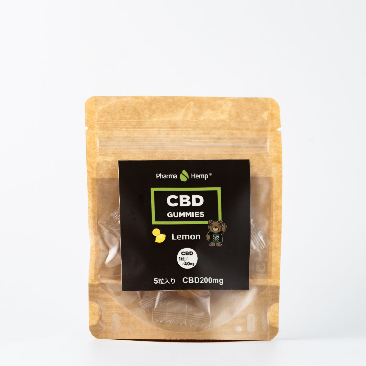 『国産CBDグミキャンディー 40mg CBD/個 5個パック レモン』 Pharma Hemp Japan